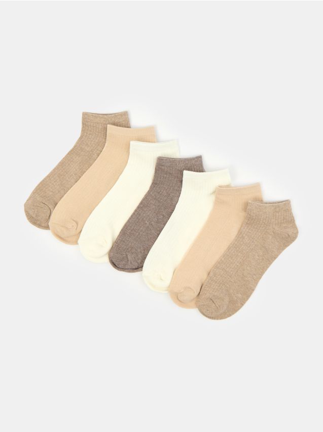 Sinsay - Súprava 7 párov ponožiek - béžová