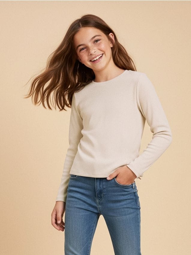 Sinsay - Blúzka z hrubej rebrovanej pleteniny - béžová