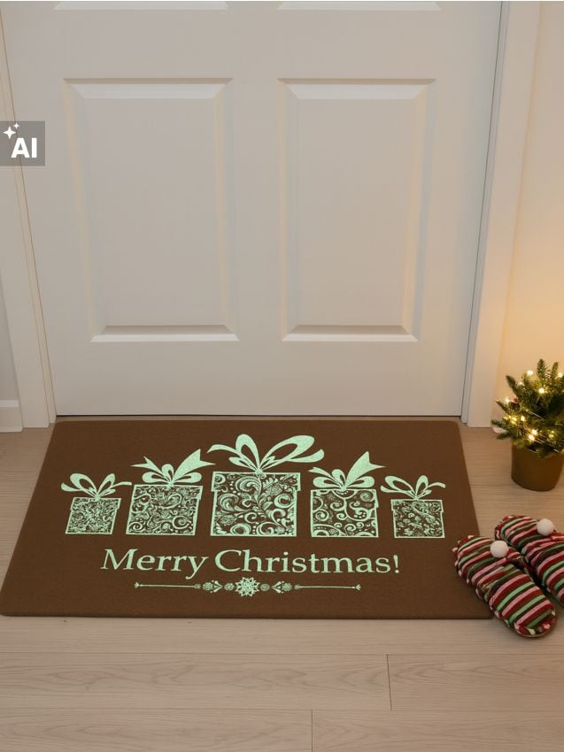 Sinsay - Covoraș fluorescent cu imprimeu de Crăciun cu cadouri și inscripția Merry Christmas - multicolor