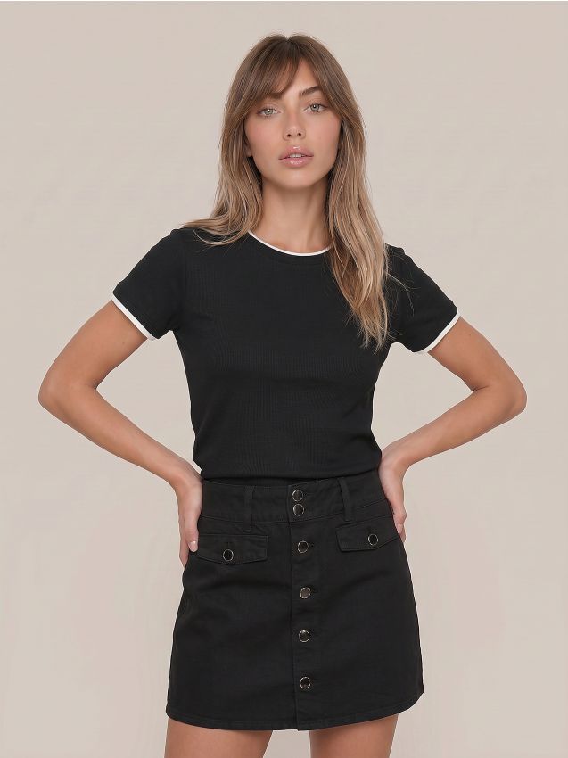 Sinsay - Tricou melanj cu amestec de viscoză - negru