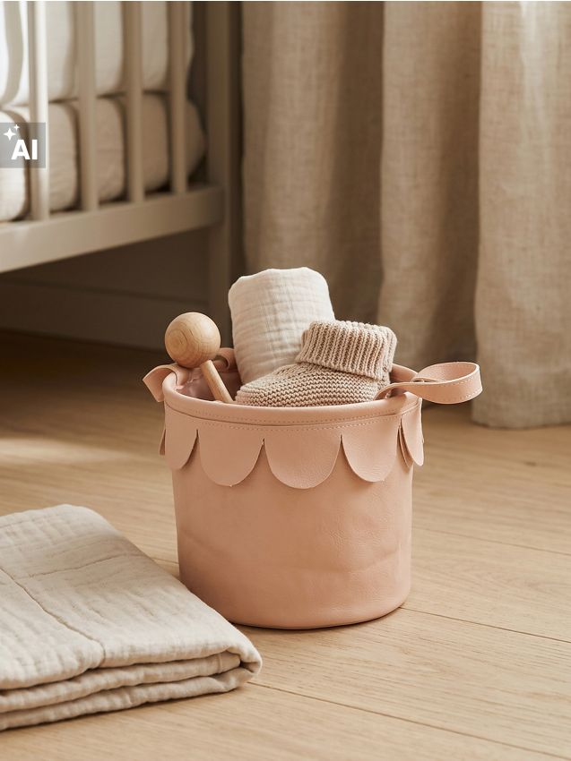Sinsay - Coș de depozitare cu mânere și finisaj decorativ semicircular - roz-pastel