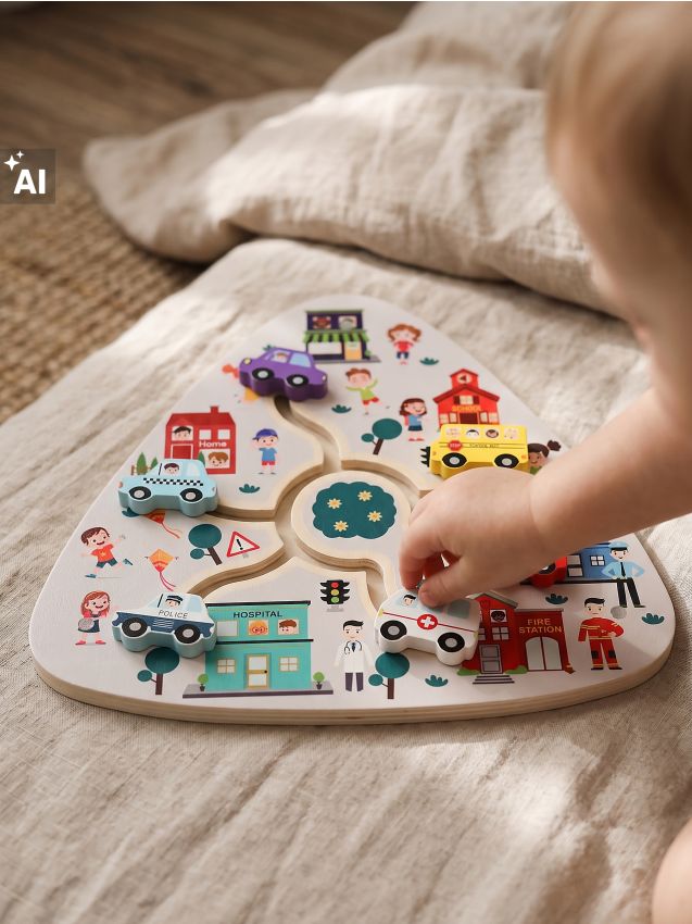 Sinsay - Tablă educativă cu pistă și vehicule - multicolor