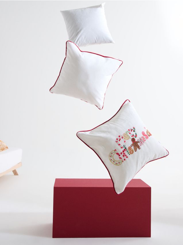 Sinsay - Obliečka na vankúš s vianočným motívom Merry Christmas - biela