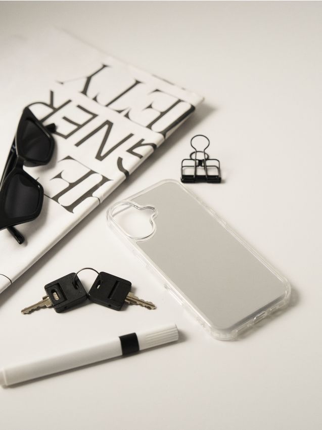 Sinsay - Husă cu efect de oglindă pentru iPhone 16 - alb