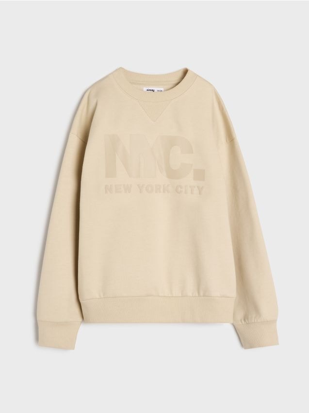 Sinsay - Hanorac cu guler rotund - bej