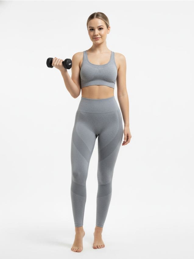 Sinsay - Legginsy z wysokim stanem i kontrastowymi wstawkami - szary