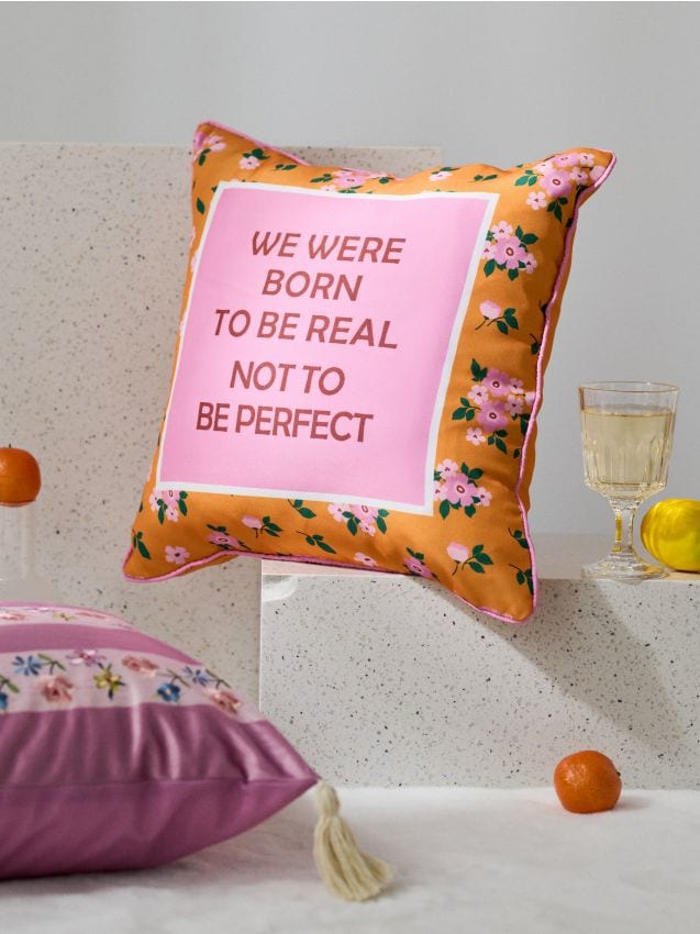 Sinsay - Husă de pernă cu motiv floral și inscripție - multicolor