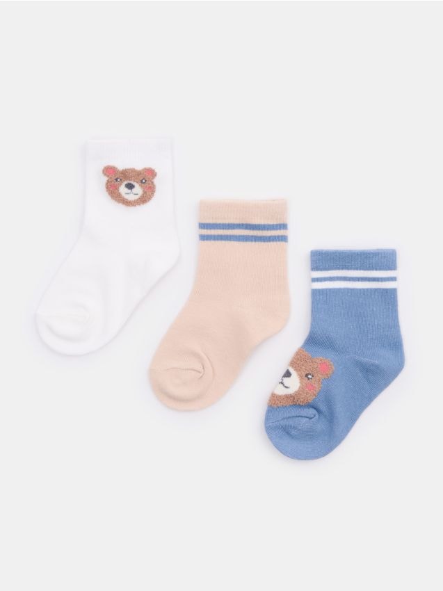 Sinsay - Șosete cu bumbac cu motiv de ursuleți 3 pack - multicolor