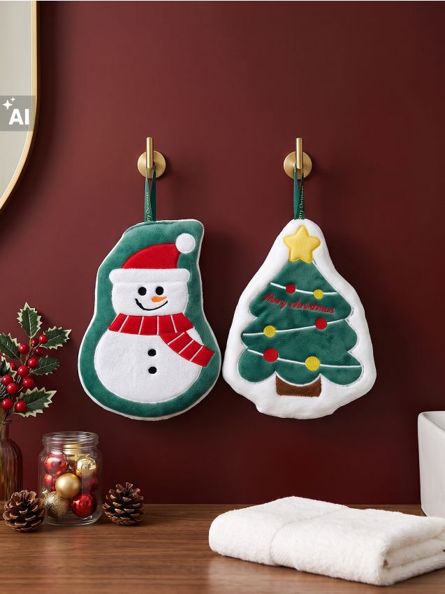 Sinsay - Set božićnih ručnika u obliku božićnog drvca i snjegovića 2 pack