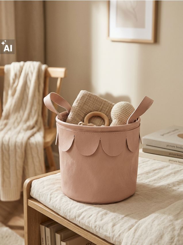 Sinsay - Coș de depozitare cu mânere și finisaj decorativ semicircular - roz-pastel