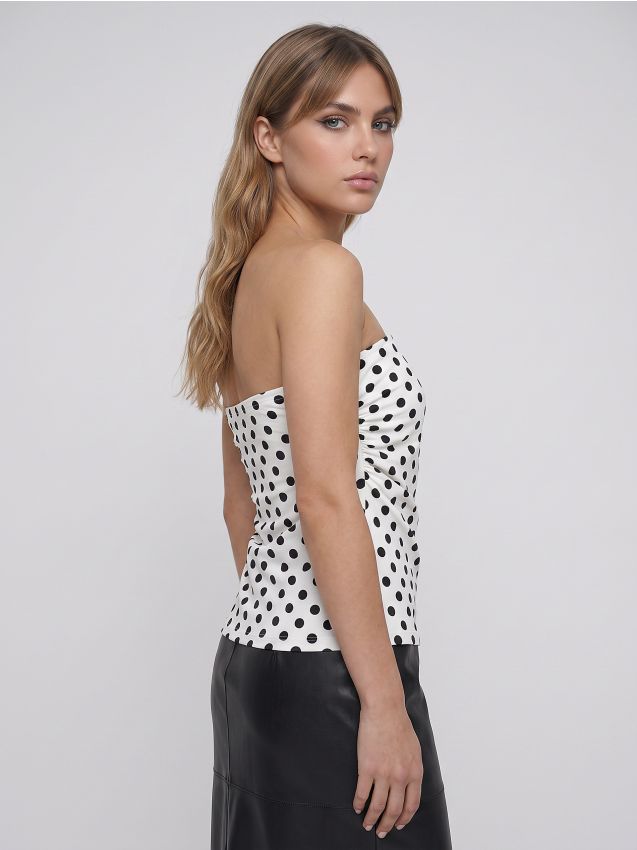 Sinsay - Top bandeau din bumbac cu buline - alb