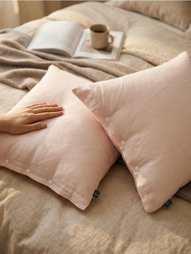 Sinsay - Set de fețe de pernă din satin 2 pack - roz-pastel