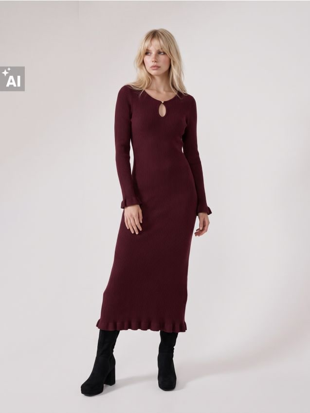 Sinsay - Rochie tip pulover cu conținut ridicat de viscoză - bordo
