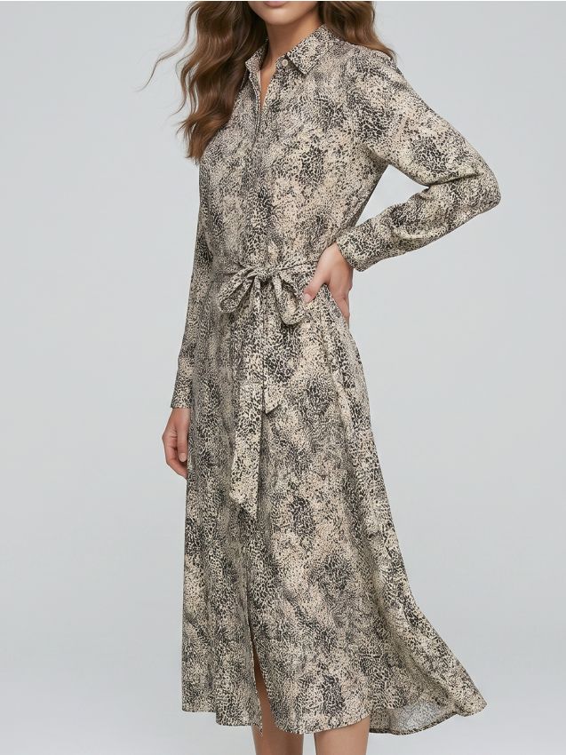 Sinsay - Rochie midi din viscoză cu guler - multicolor