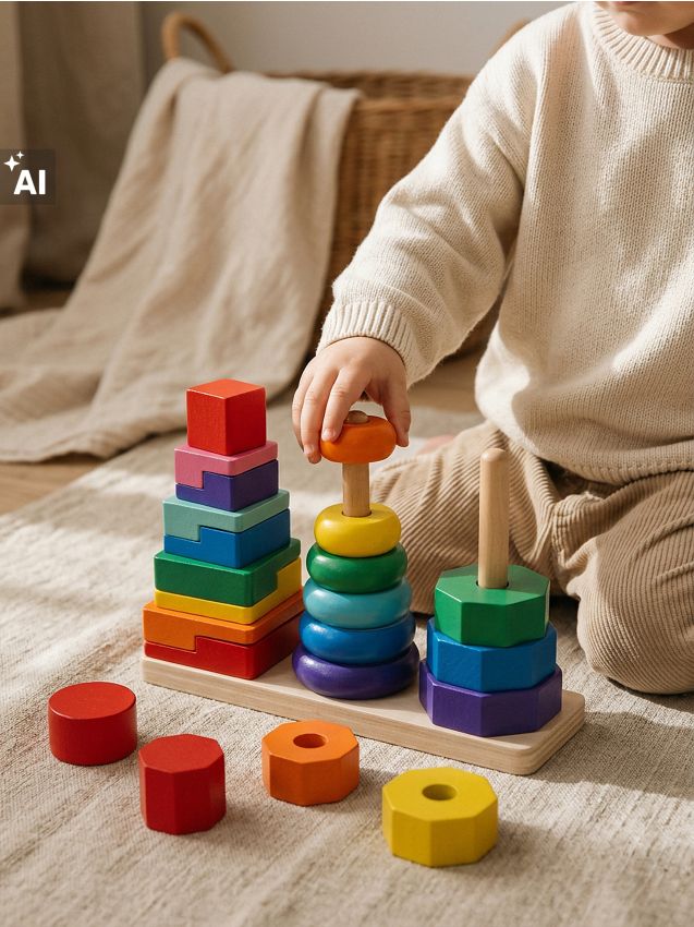 Sinsay - Joc educativ cu cuburi pentru sortarea formelor și culorilor - multicolor
