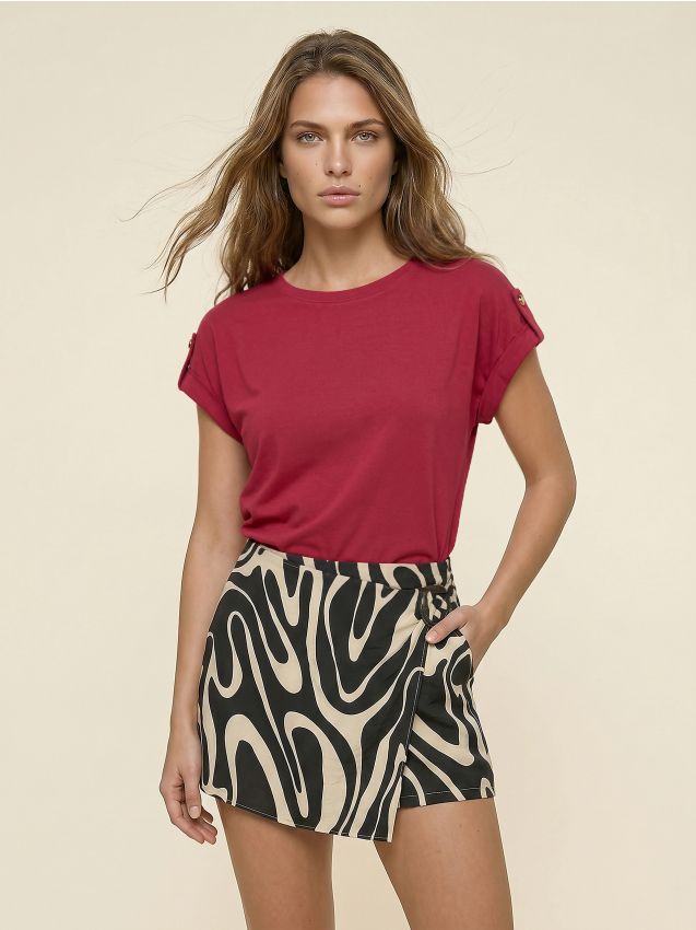Sinsay - Tricou cu clapete decorative - roșu