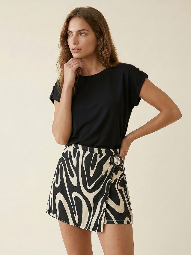 Sinsay - Tricou cu clapete decorative - negru