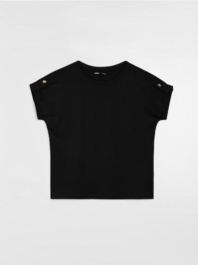 T-Shirt mit dekorativen Druckknöpfen