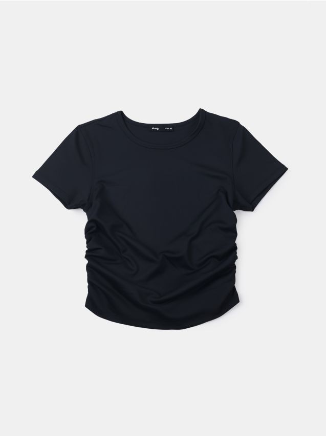 Sinsay - Bluză mulată cu drapaj pe laterale - negru