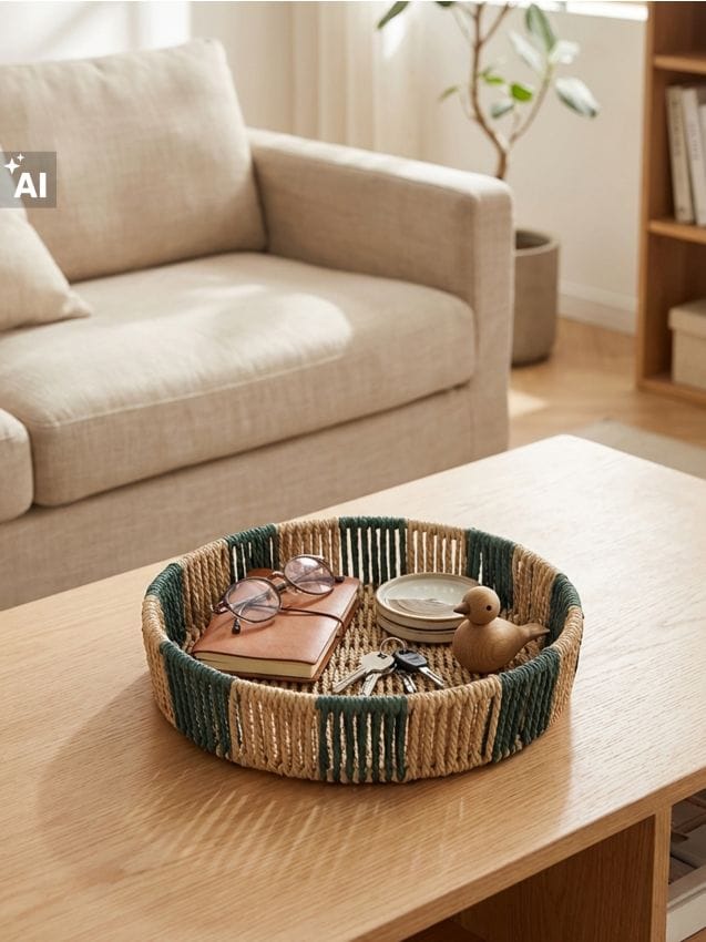 Sinsay - Tavă decorativă împletită cu dungi - verde