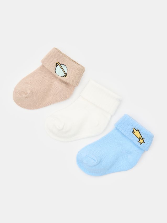 Sinsay - Șosete lungi cu broderie 3 pack - multicolor