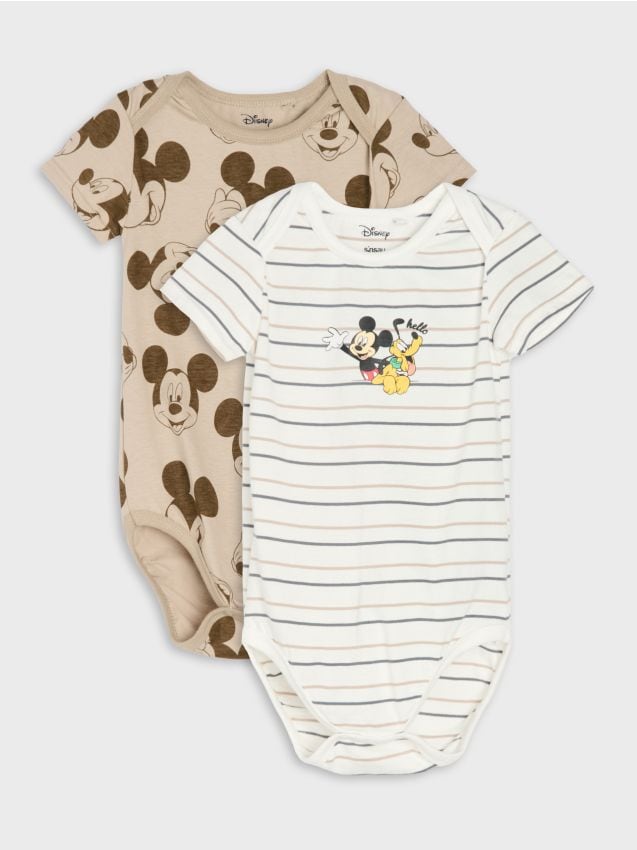 Sinsay - Body din bumbac cu imprimeu 2 pack Mickey Mouse - crem