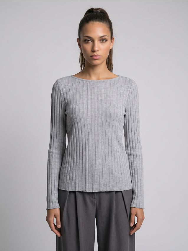 Sinsay - Tricou raiat cu amestec de viscoză - gri deschis
