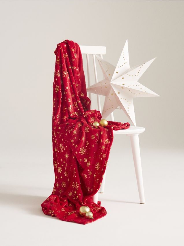 Sinsay - Deka s vianočnou potlačou - červená