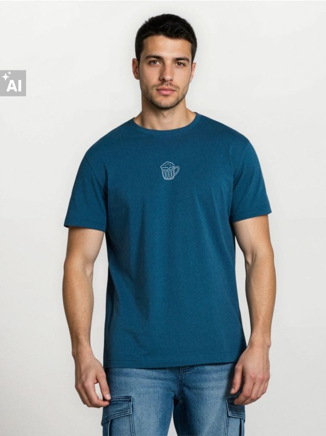 Sinsay - Tricou din bumbac cu imprimeu - indigo