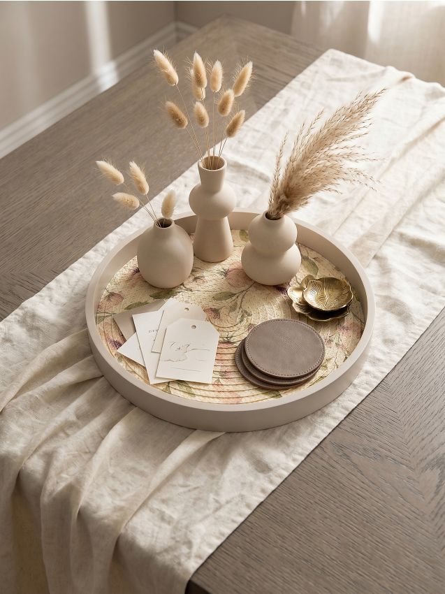 Sinsay - Tavă decorativă cu motiv floral - bej