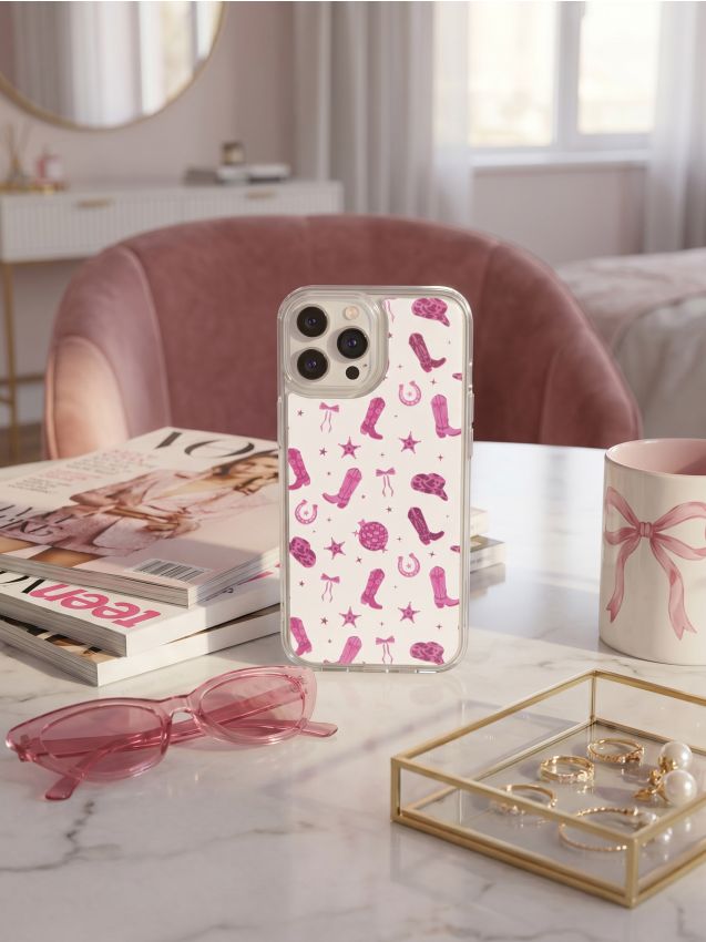 Sinsay - Husă pentru telefon cu imprimeu cowboy iPhone 15 - roz-aprins