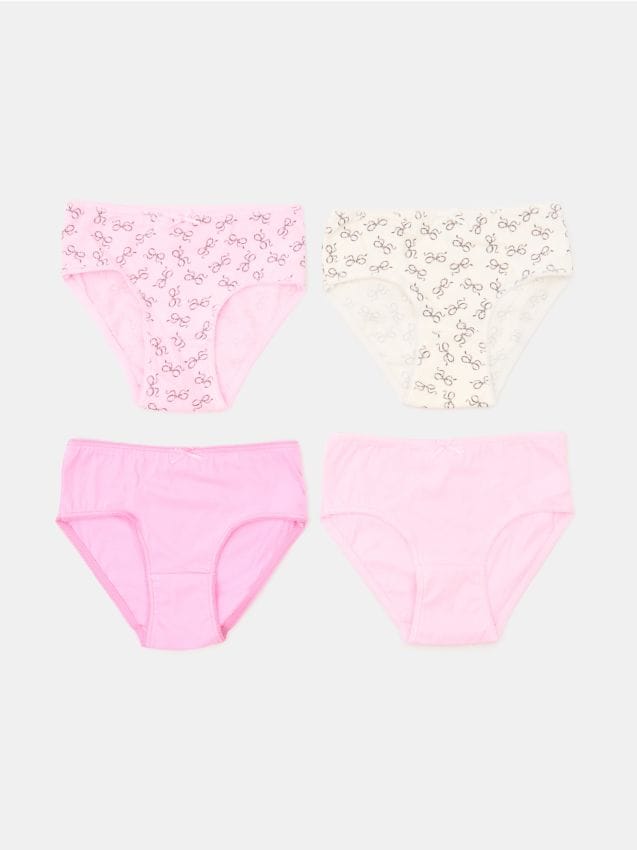 Sinsay - Chiloți tip slip din bumbac cu model de fundițe 4 pack - multicolor