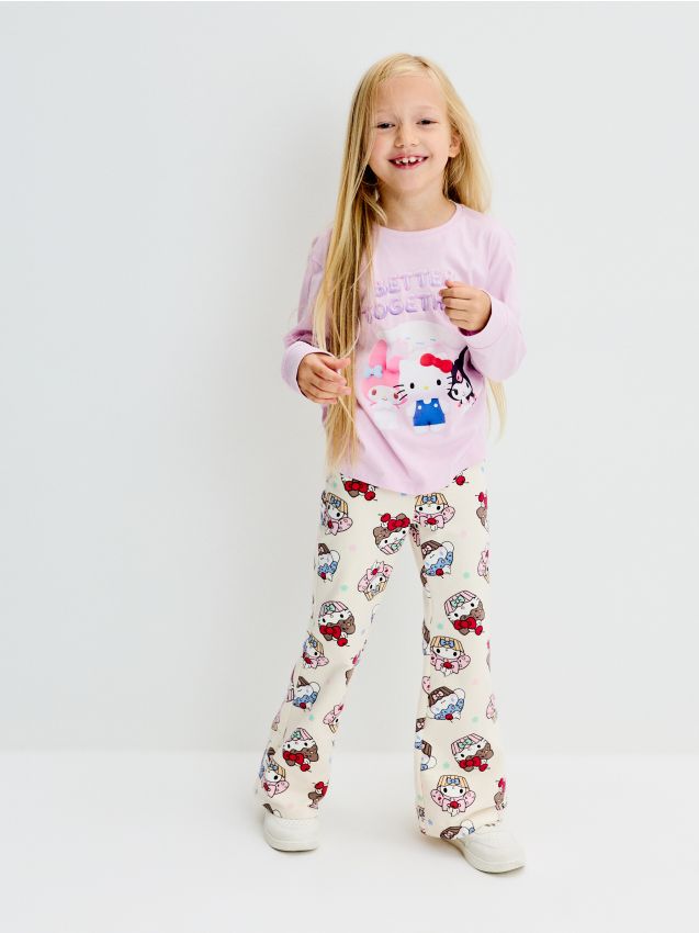 Sinsay - Tricou din bumbac cu imprimeu Hello Kitty and Friends - lavand