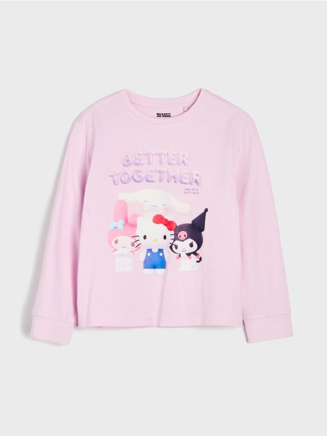 Sinsay - Tricou din bumbac cu imprimeu Hello Kitty and Friends - lavand