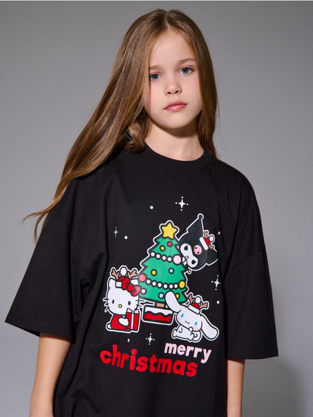 Sinsay - Tricou din bumbac cu imprimeu Hello Kitty - negru