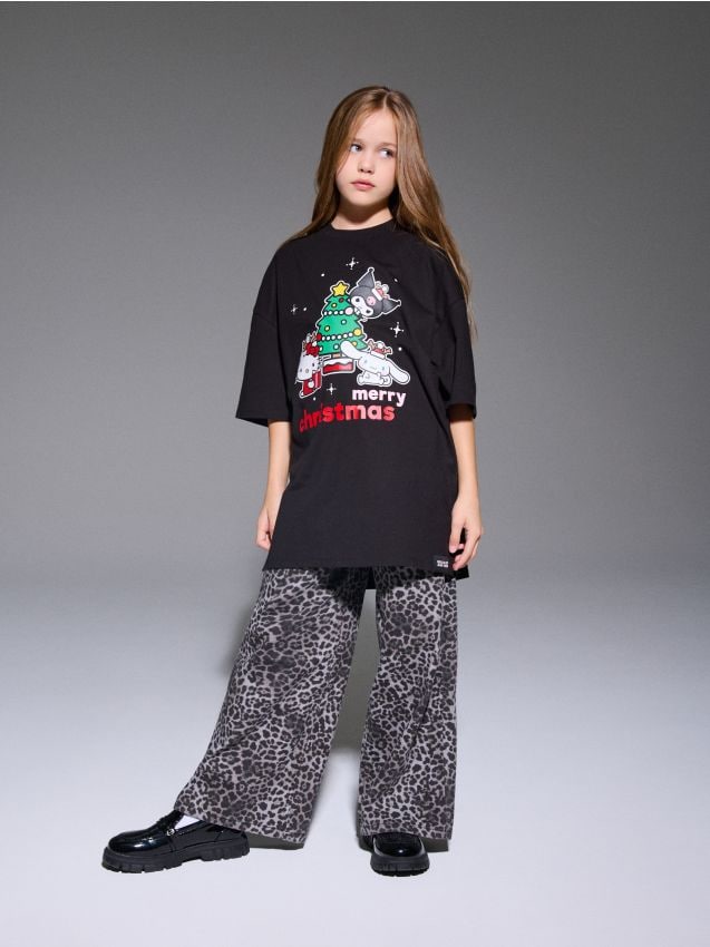 Sinsay - Bavlnená košeľa s potlačou Hello Kitty - čierna