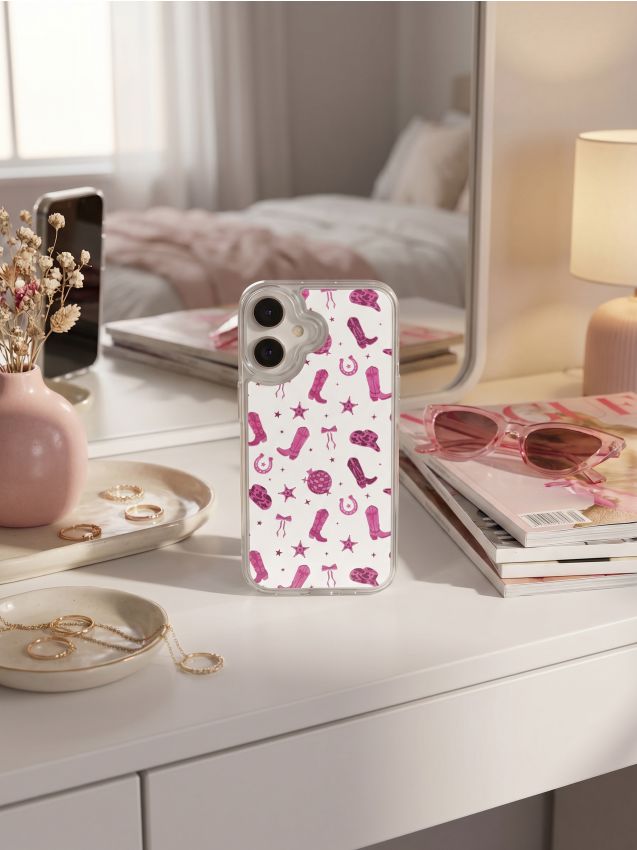 Sinsay - Husă pentru telefon cu imprimeu cowboy iPhone 16 - roz-aprins