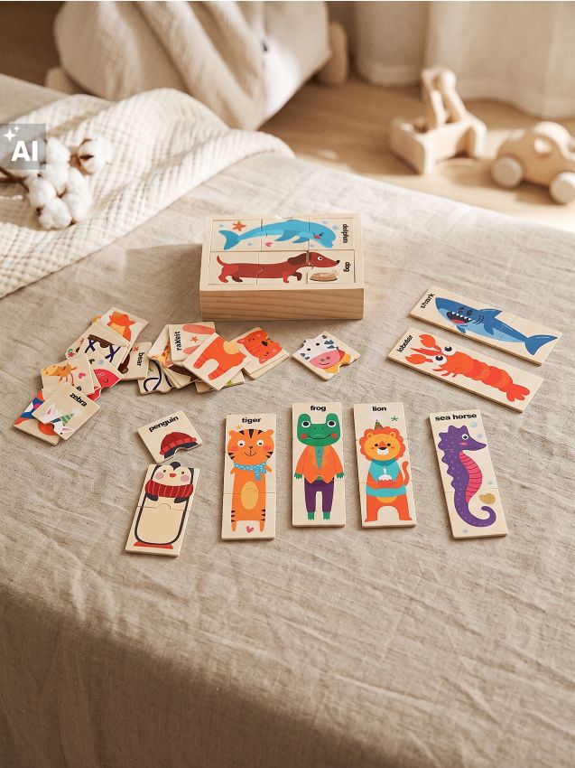 Sinsay - Puzzle educativ din lemn cu animale - multicolor