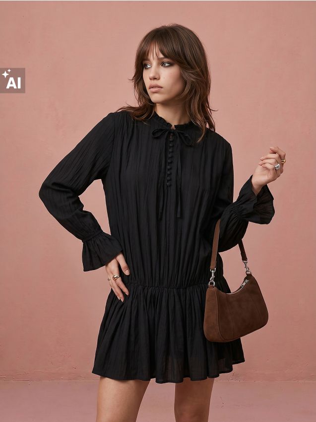 Sinsay - Rochie mini cu viscoză - negru