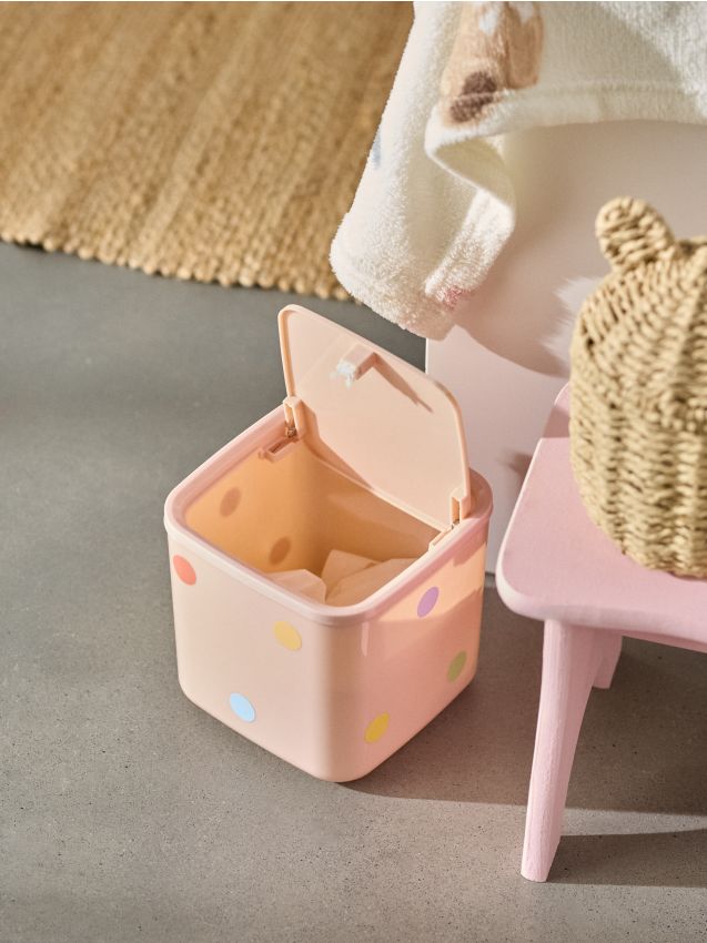 Sinsay - Kôš na odpadky s viečkom a nálepkami - pastelová ružová