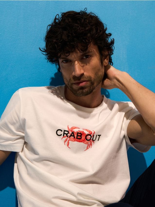 Sinsay - Tricou din bumbac cu mânecă scurtă - crem