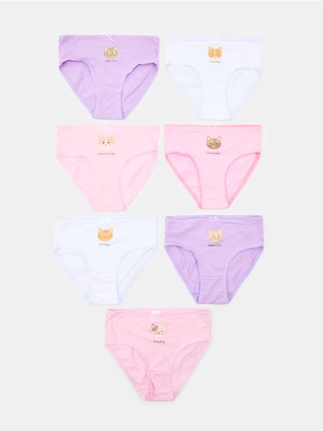 Sinsay - Chiloți clasici din bumbac cu imprimeu cu pisici 7 pack - multicolor