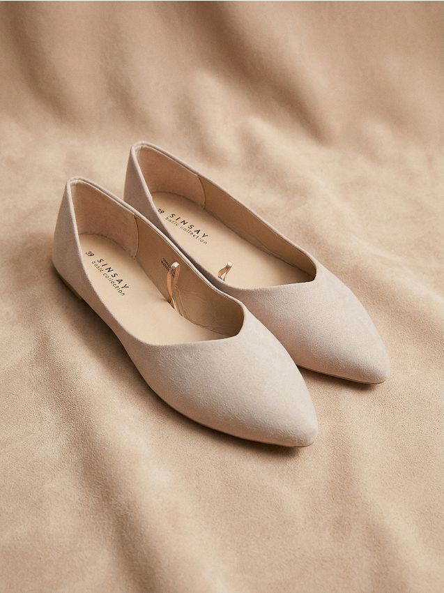 Sinsay - Balerini din imitație de piele întoarsă - bej