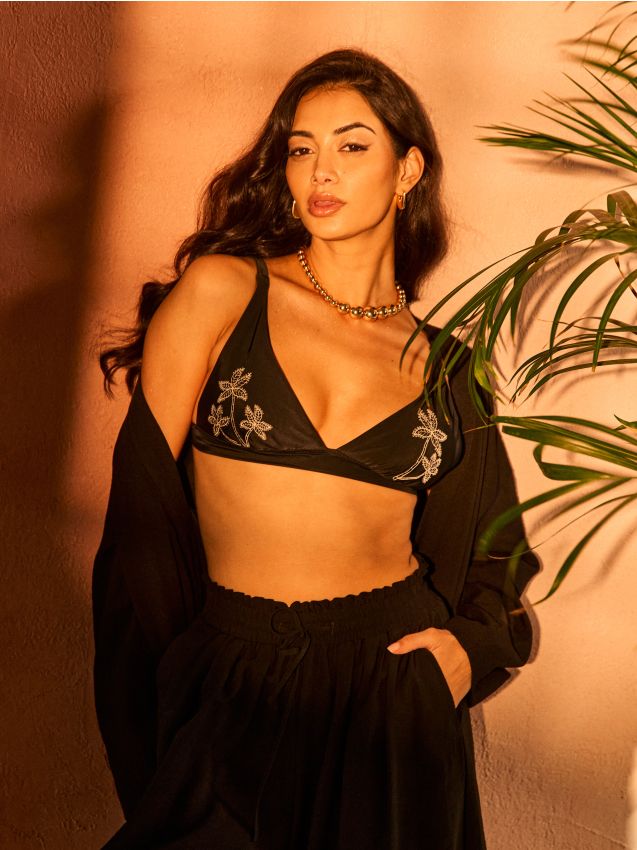 Sinsay - Sacou tip kimono cu amestec de vâscoză - negru