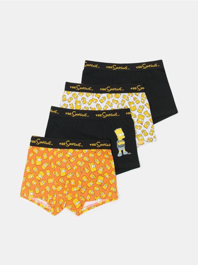 Sinsay - Boxeri din bumbac cu imprimat The Simpsons – set de 4 bucăți - galben