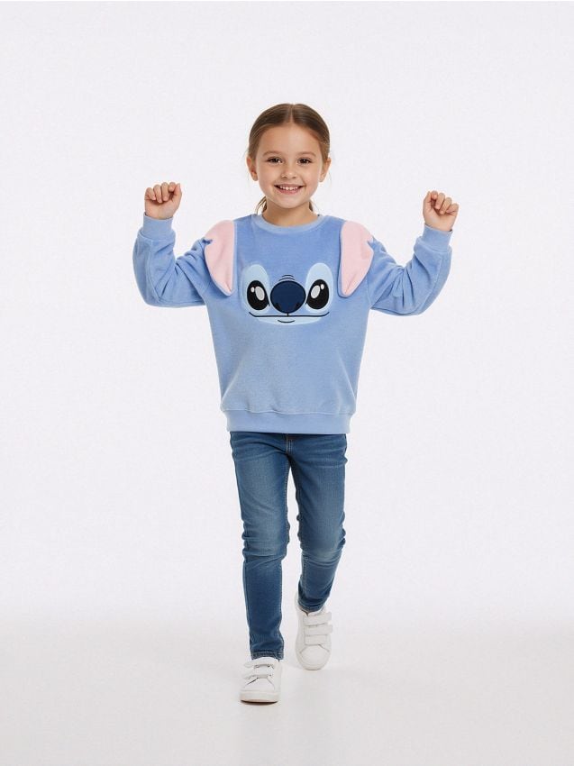 Sinsay - Mikina crewneck Stitch - svetlomodrá