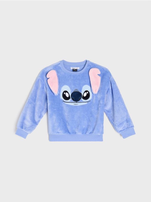 Sinsay - Mikina crewneck Stitch - svetlomodrá