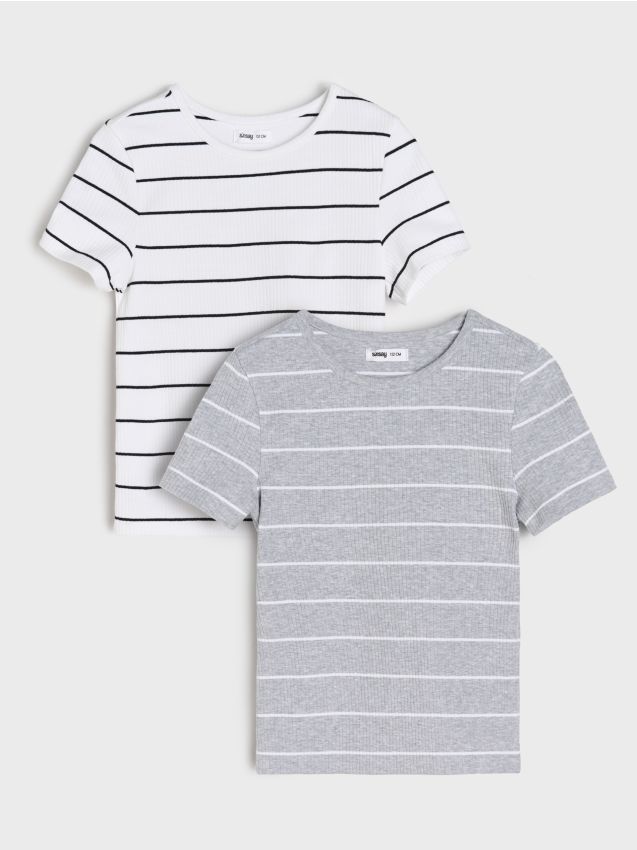 Sinsay - Tricou în dungi 2 pack - multicolor