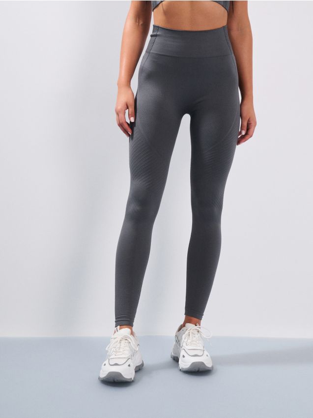 Sinsay - Legginsy z wysokim stanem o dopasowanym kroju - szary