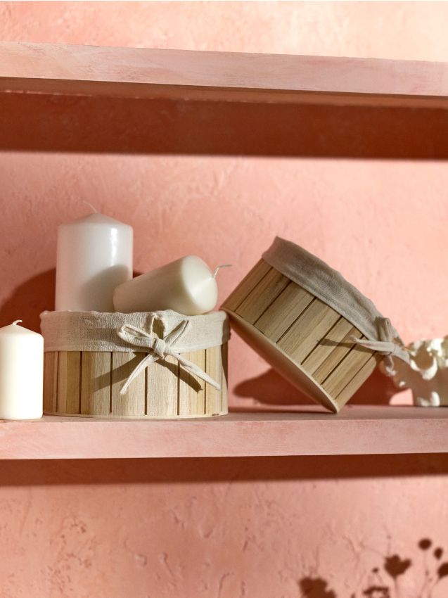 Set di cesti in bambù con rivestimento interno 2 pack - beige